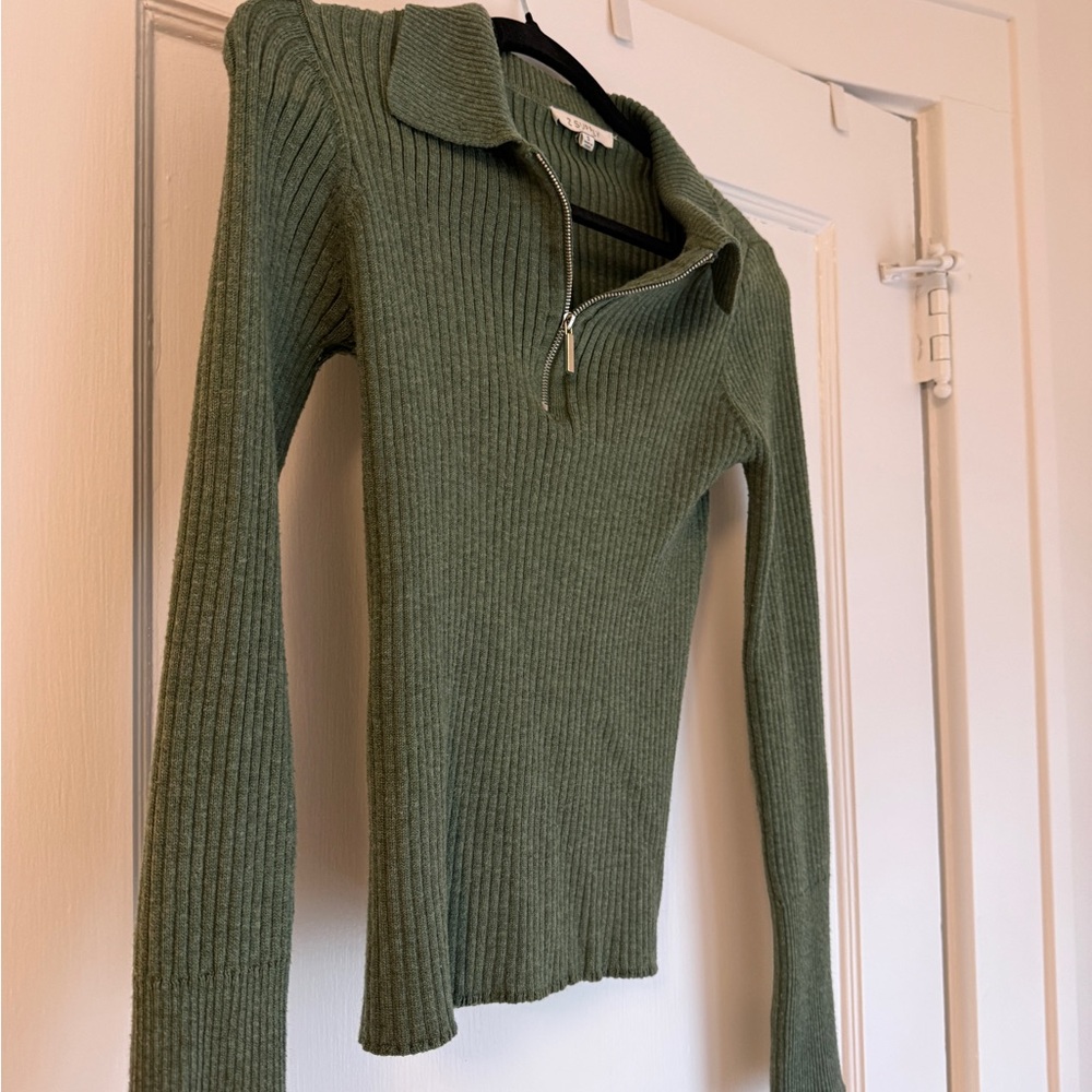 Z-Supply Ribbed Half-Zip Olive Green Women's Sweater